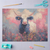 Decoupage Oil Digital Art Highland Koe in het veld Tissuepapier (Craft)