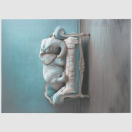 Decoupage olifant liggend op  bank in Teals Tissuepapier