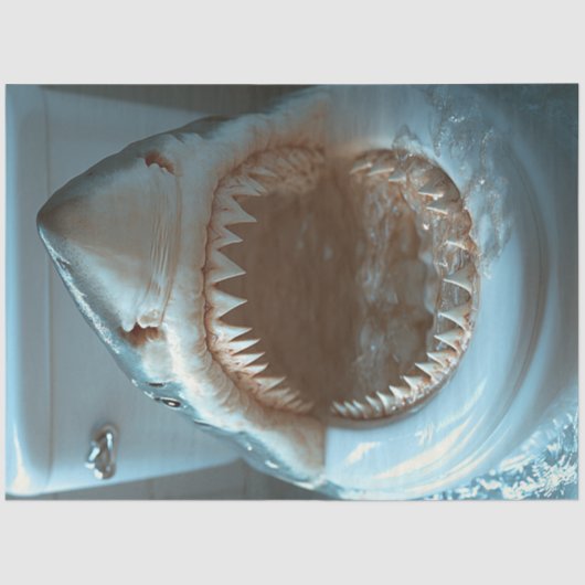Decoupage Open Mouth Shark Toilet Zitje Tissuepapier (Voorkant)