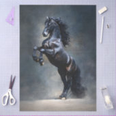 Decoupage Opstaande Zwarte Paard Tissuepapier (Craft)