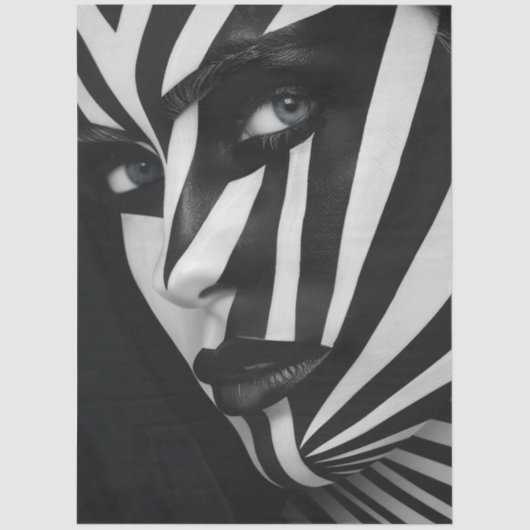 Decoupage Optical Black White Face Illusion Tissuepapier (Voorkant)