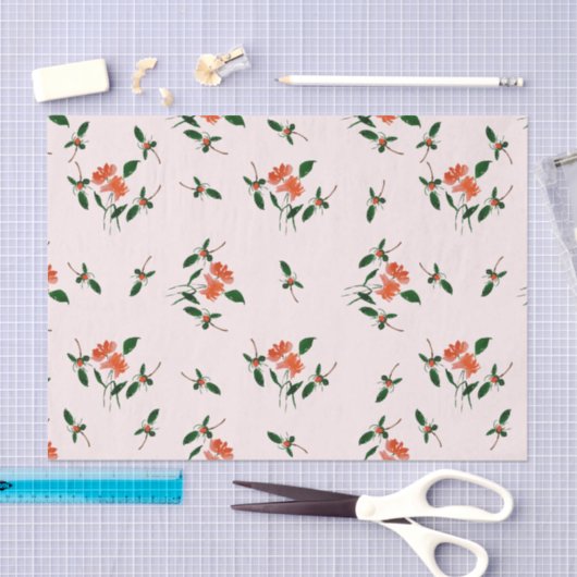 Decoupage Or Gifting Hand-Painted Florals Blush  Tissuepapier (Craft)