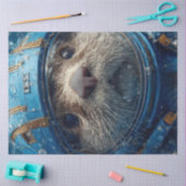 Decoupage otter in blauw buitenruimtepak tissuepapier (Craft)