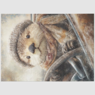 Decoupage Otter Retro Vintage Car Tissuepapier