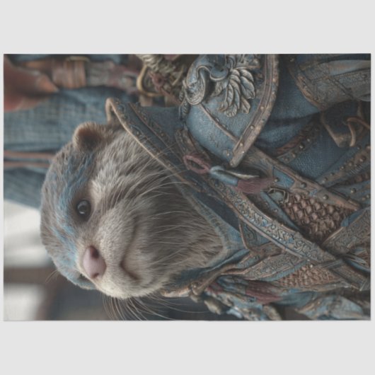 Decoupage Otter Warrior Blue Suit Tissuepapier (Voorkant)