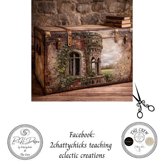 Decoupage Oude Ierse Kasteel Overgroeid met Klimop Tissuepapier