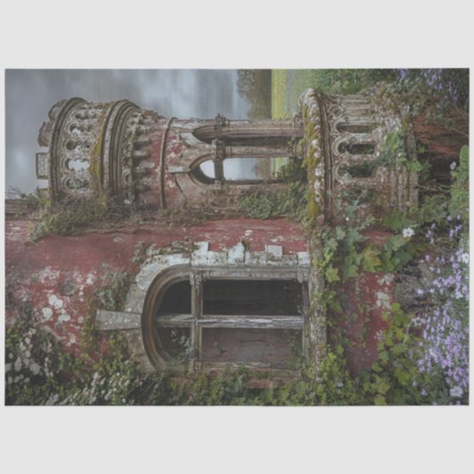 Decoupage Oude Ierse Kasteel overwoekerd Ivy Tissuepapier (Voorkant)