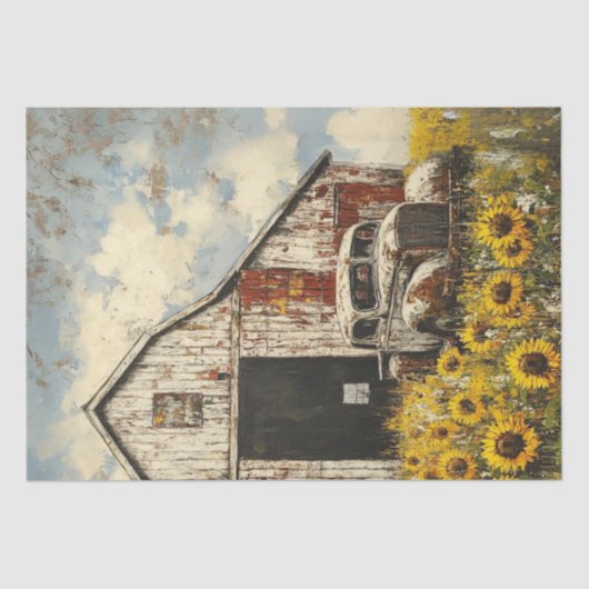 Decoupage oude witte rode schuur witte roestige vr tissuepapier (Voorkant)