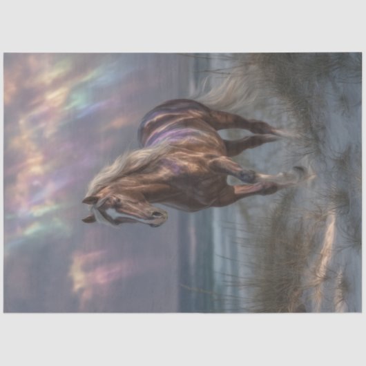 Decoupage paard iriserende wolken mystieke schoonh tissuepapier (Voorkant)