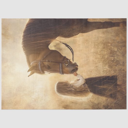 Decoupage Paard & Meisje in het Veld Tissuepapier (Voorkant)