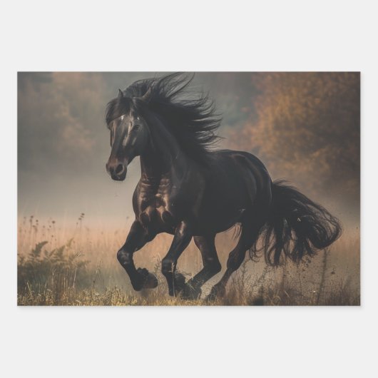 Decoupage Paarden in Wild Gallop in het wild Inpakpapier Vel (Voorkant 2)