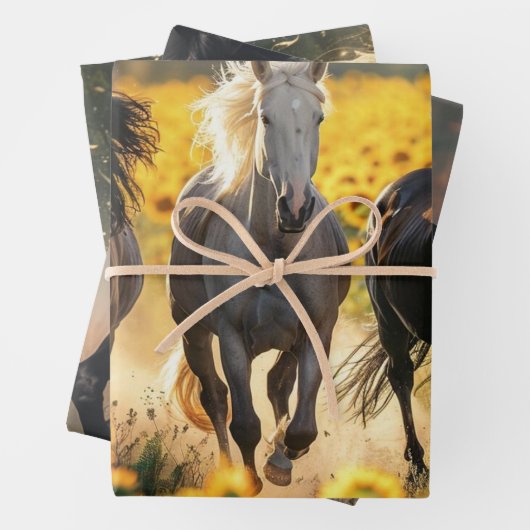 Decoupage Paarden in Wild Gallop in het wild Inpakpapier Vel (In situ)