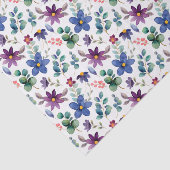 Decoupage Paarse Blauwe Bloemen Waterverf Tissuepapier (Detail)