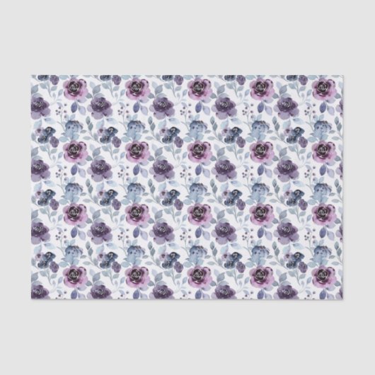 Decoupage Paarse Bloemen Waterverf Tissuepapier (Voorkant)