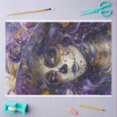 Decoupage Paarse Dag van de Dode Dame Tissuepapier (Craft)