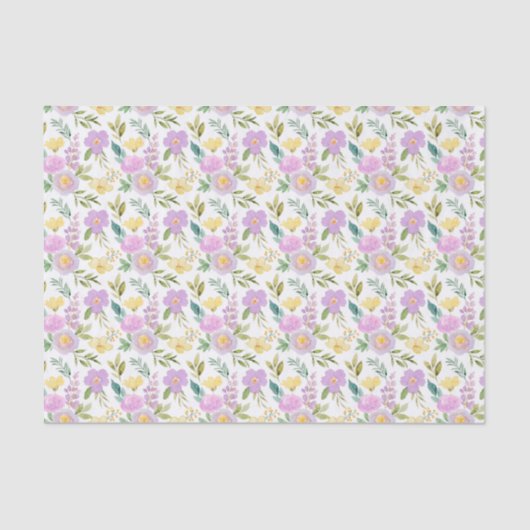 Decoupage Paarse Gele Bloemen Tissuepapier (Voorkant)