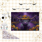 Decoupage Paarse Halloween Highland Koe Pompoen Tissuepapier