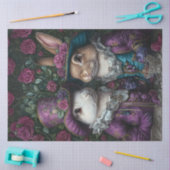 Decoupage Paarse paaskonijnen in  kledij Tissuepapier (Craft)