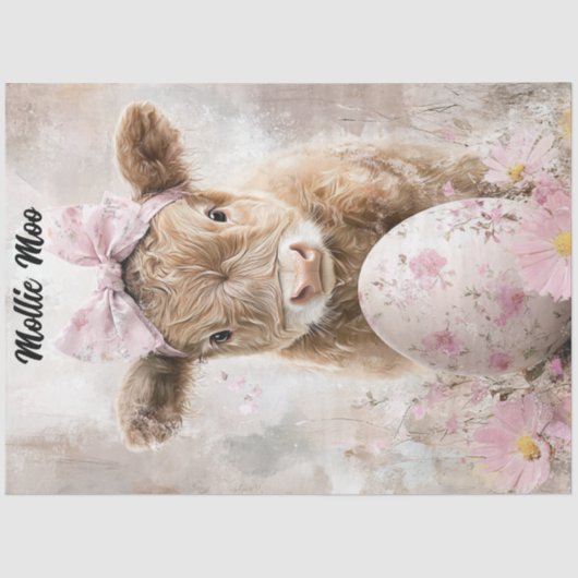 Decoupage Paas Hoogland Kalf Mollie Moo Custom Tissuepapier (Voorkant)