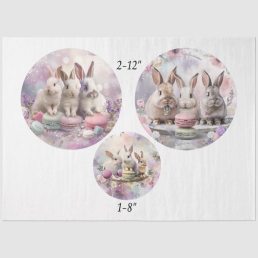 Decoupage Paashaas Macaroon 12" Rondes Tissuepapier (Voorkant)