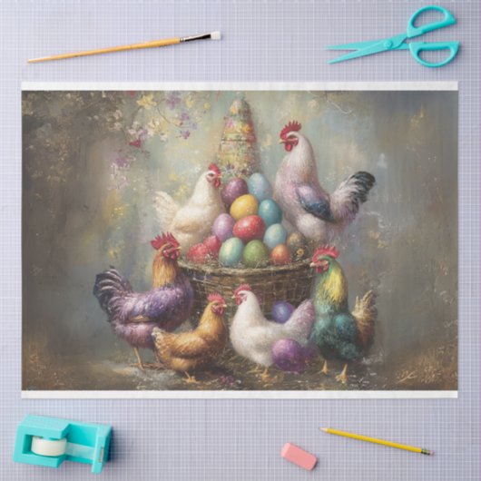 Decoupage Paaskip Hanen Heldere Eieren Tissuepapier (Craft)