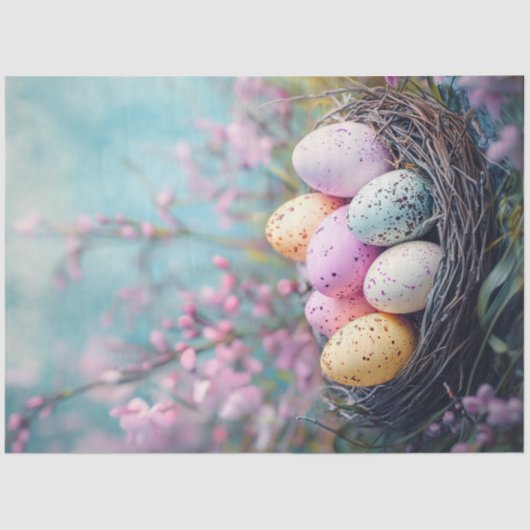 Decoupage Paaspastel Speckled Eggs Flowers Tissuepapier (Voorkant)