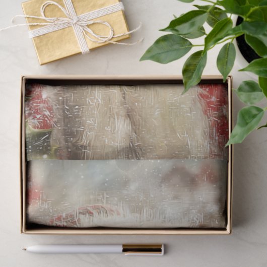 Decoupage Painterly Santa Claus Snowy Tree Artwork Tissuepapier (Geschenk)