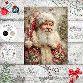 Decoupage Painterly Santa Claus Snowy Tree Artwork Tissuepapier