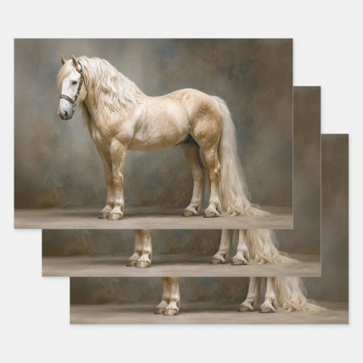 Decoupage Palomino Horse Portrait Inpakpapier Vel (Set)