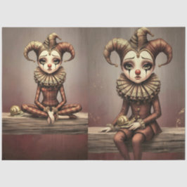 Decoupage Paper Melancholic Clown  Tissuepapier