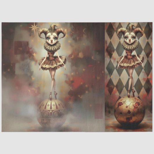 Decoupage Paper Melancholic Clown Tissuepapier (Voorkant)