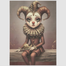 Decoupage Paper Melancholic Clown  Tissuepapier