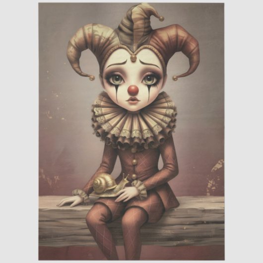 Decoupage Paper Melancholic Clown Tissuepapier (Voorkant)