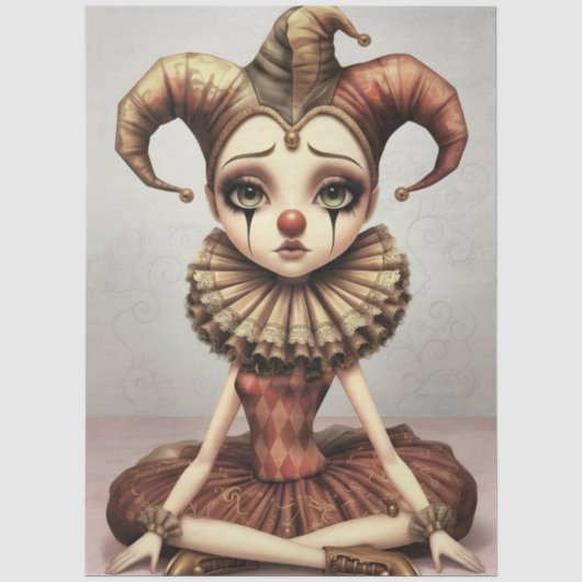Decoupage Paper Melancholic Clown Tissuepapier (Voorkant)