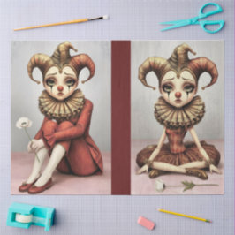 Decoupage Paper Melancholic Clown  Tissuepapier