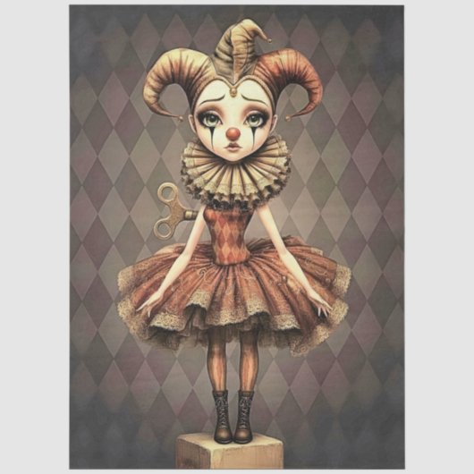 Decoupage Paper Melancholic Clown Tissuepapier (Voorkant)