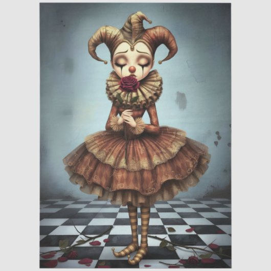 Decoupage Paper Melancholic Clown Tissuepapier (Voorkant)