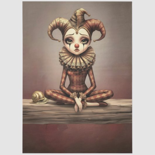 Decoupage Paper Melancholic Clown  Tissuepapier (Voorkant)