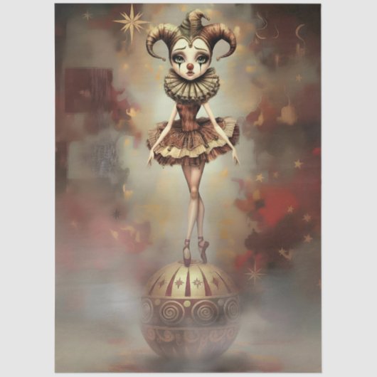 Decoupage Paper Melancholic Clown  Tissuepapier (Voorkant)