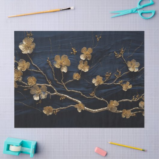 Decoupage papier, inpakpapier - Midnight Blooms 1 Tissuepapier (Craft)