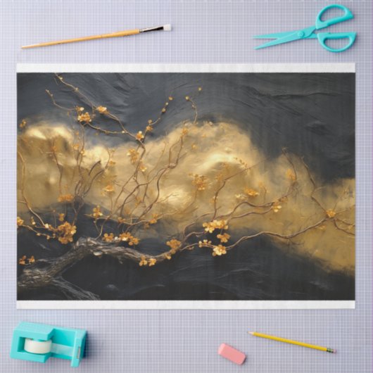 Decoupage papier, inpakpapier- Midnight Blooms 2 Tissuepapier (Craft)