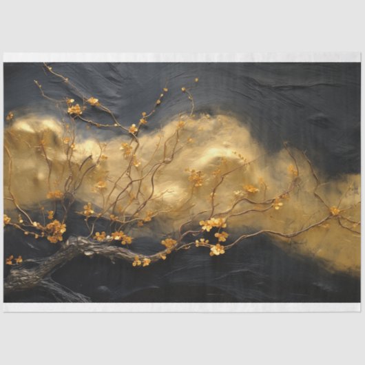 Decoupage papier, inpakpapier- Midnight Blooms 2 Tissuepapier (Voorkant)