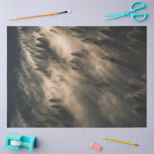 Decoupage papier – Misty Forest Sunrise | rustig (Craft)