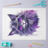 Decoupage papier paarse koele kat (Craft)