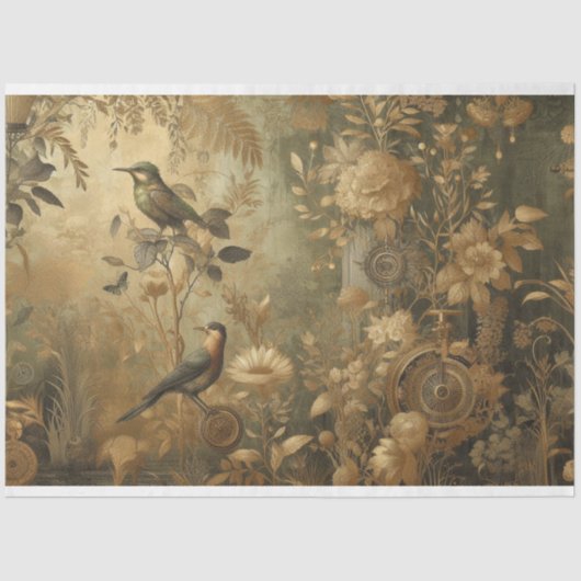 Decoupage papier Steampunk Botanische bloemen (Voorkant)