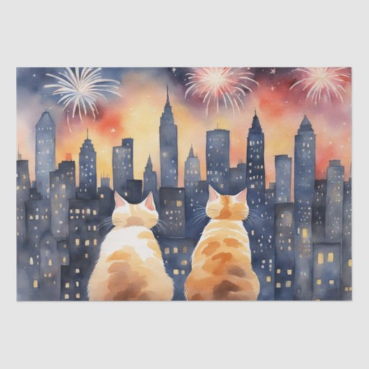 Decoupage-papier van Cats en Fireworks Tissuepapier (Voorkant)