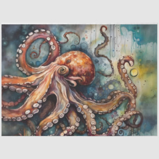 Decoupage-papier voor nautische Waterverf-octopus Tissuepapier