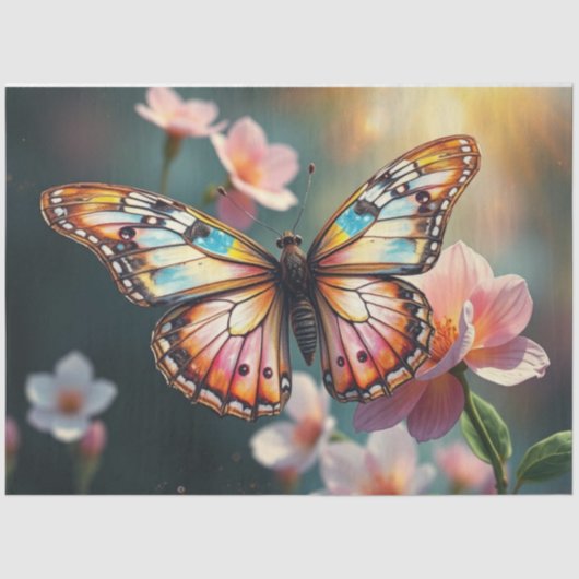 decoupage-papier voor voorjaarsvlinders | Tissue P Tissuepapier (Voorkant)