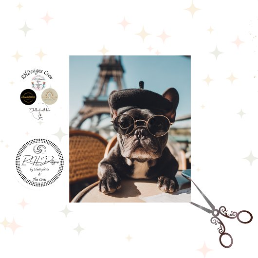 Decoupage Paris Café Franse Bulldog Café Tissuepapier