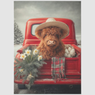 Decoupage Pasen Highland Rode Boerderij Truck Tissuepapier
